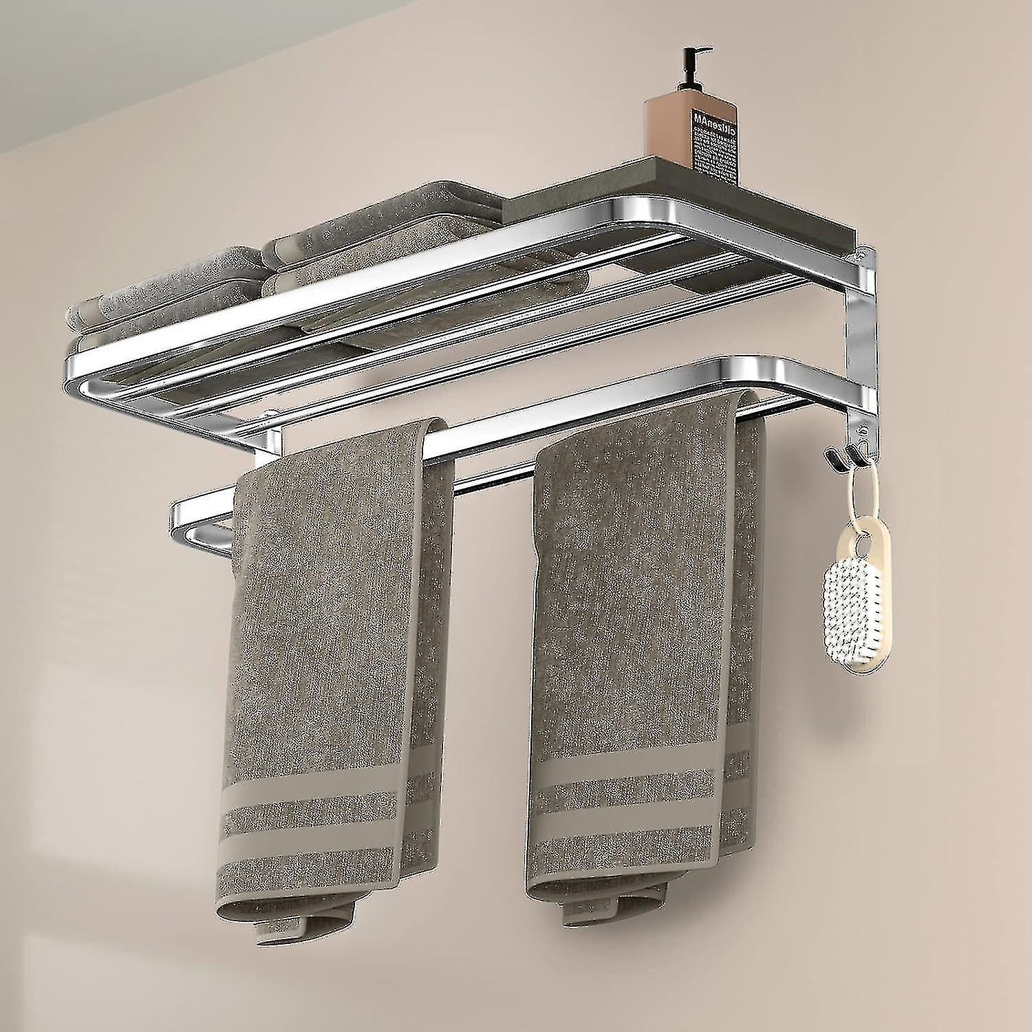 Bathroom towel rack towel shelf rail with double towel bars lavatory ...