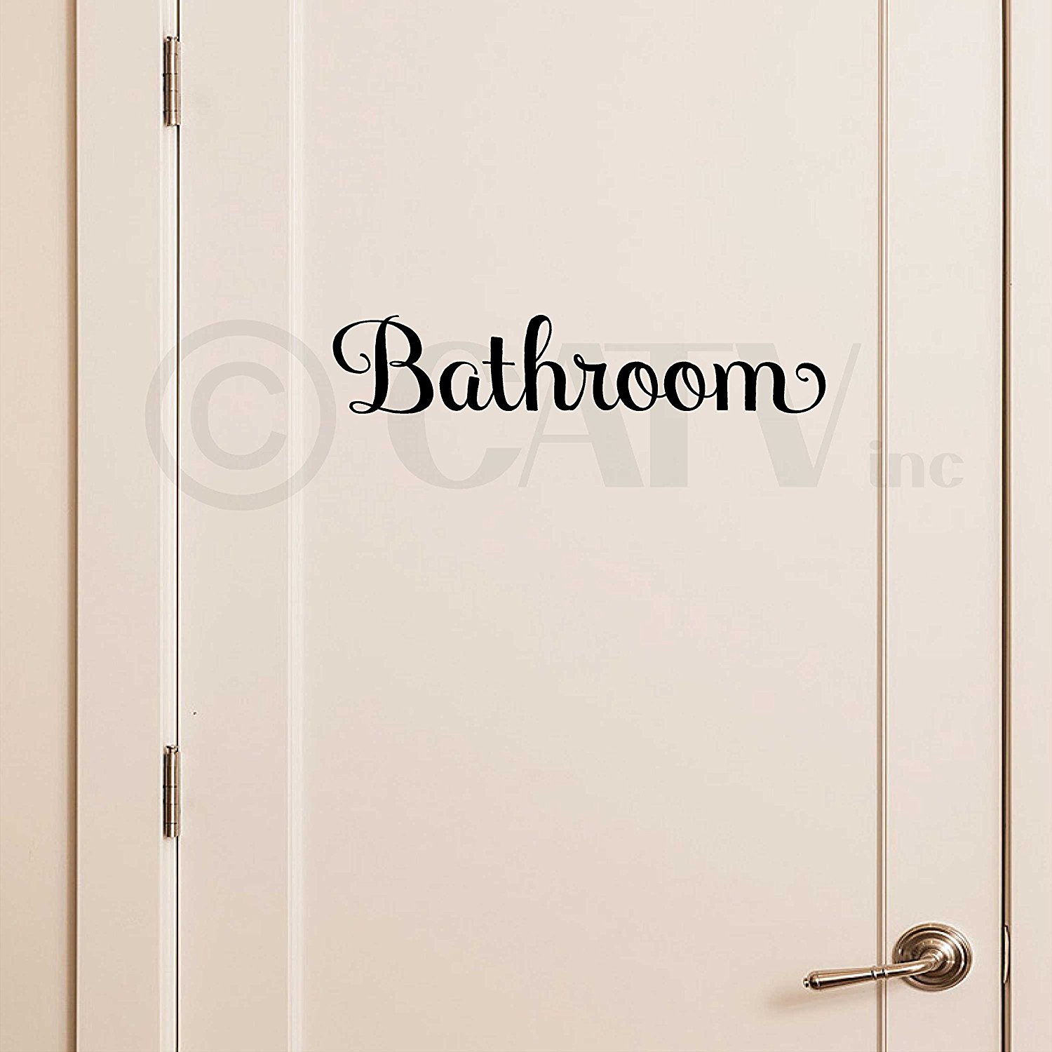 Bathroom vinyl lettering wall decal sticker (Black, 4"H x 20"L