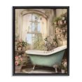 thumbnail image 1 of Stupell Industries Shabby Chic Bathroom with Floral Filled Shelves Black Floating Frame Canvas Art, 17 x 21, by Lettered and Lined, 1 of 8
