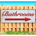 thumbnail image 1 of Bathrooms Right Arrow Red & Chrome 13 oz Vinyl Banner With Metal Grommets, 1 of 4