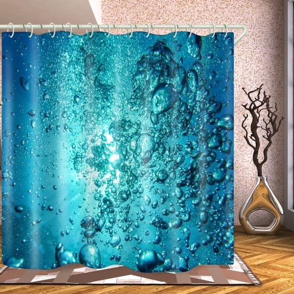 Bathrooms Use Seawater Bubble Shower Curtain, Bathtubs Use Standard Waterproof Shower Curtains, and Washable Fabric Shower Curtains. White Hooks-36"W x 72"L (Pack of 1)