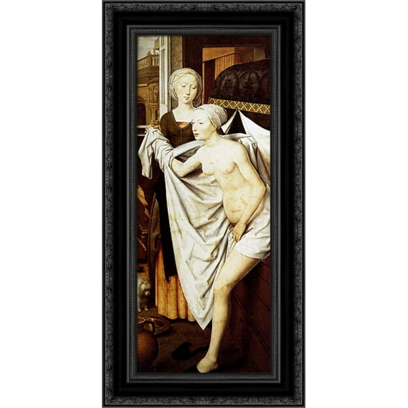 Bathsheba 14x24 Black Ornate Wood Framed Canvas Art by Memling, Hans