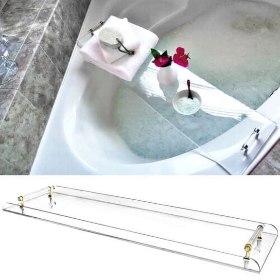Clear Acrylic Bathtub Caddy Tray w/Handle Bath Tub Wine/Pad Tray Holder 31*9in