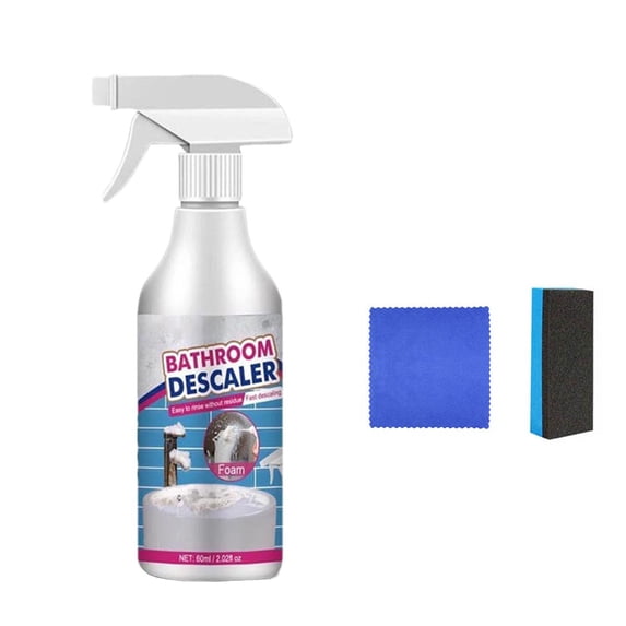 Bathtub Cleaner 60ml, Bathroom Glass and Tile Descaler, Faucet Stain Remover for Bathroom Fixtures, Multi-Surface Compact Cleaner for Bathroom