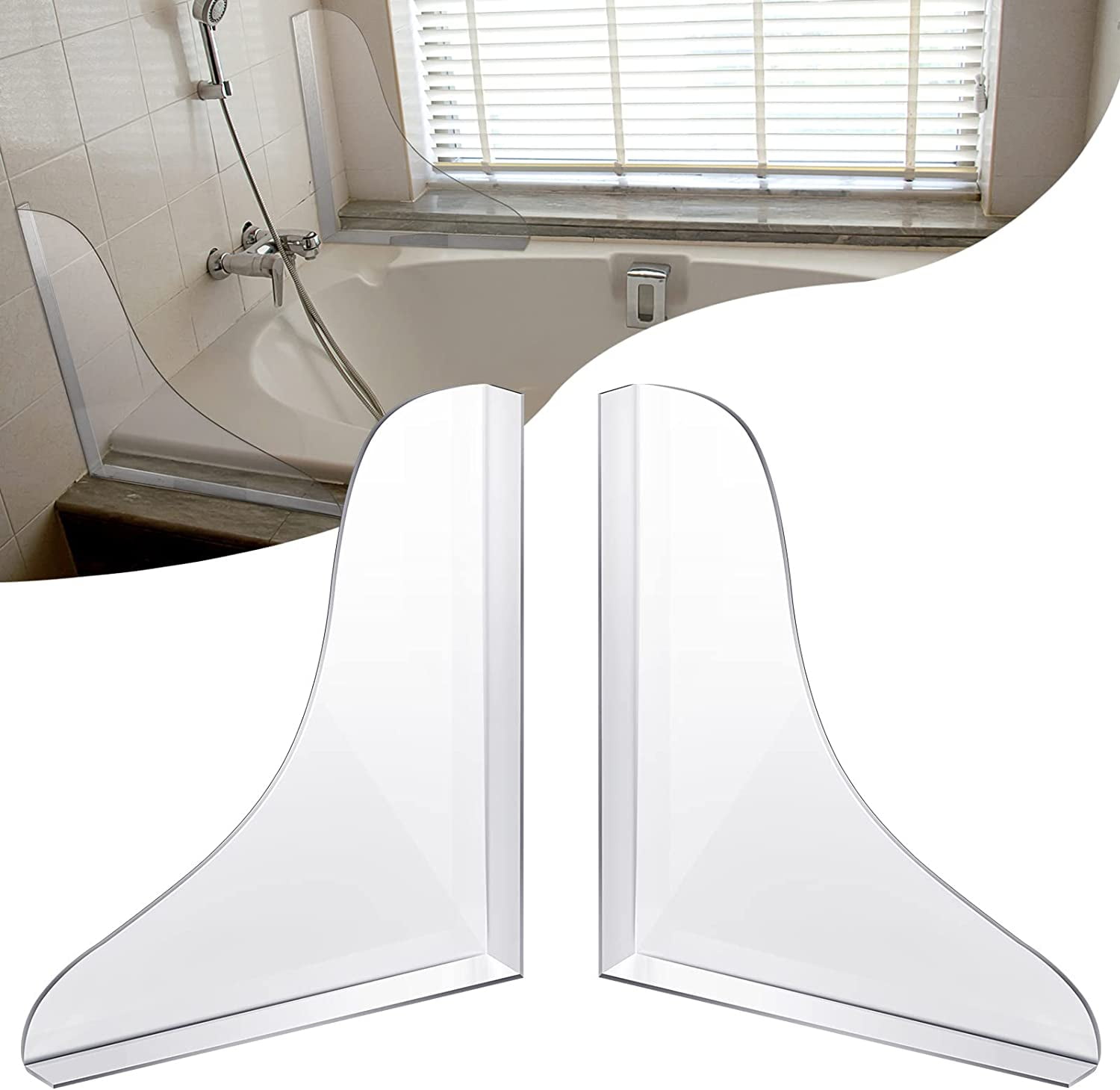 Bathtub Corner Splash Guard 2 Pieces Large Shower Guard Transparent