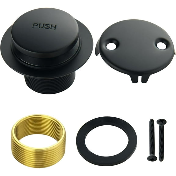 Bathtub Drain Conversion Set with Two-Hole Overflow Faceplate,Tip-Toe Tub Trim Set Bathtub Drain Stopper Replacement (Black) Black