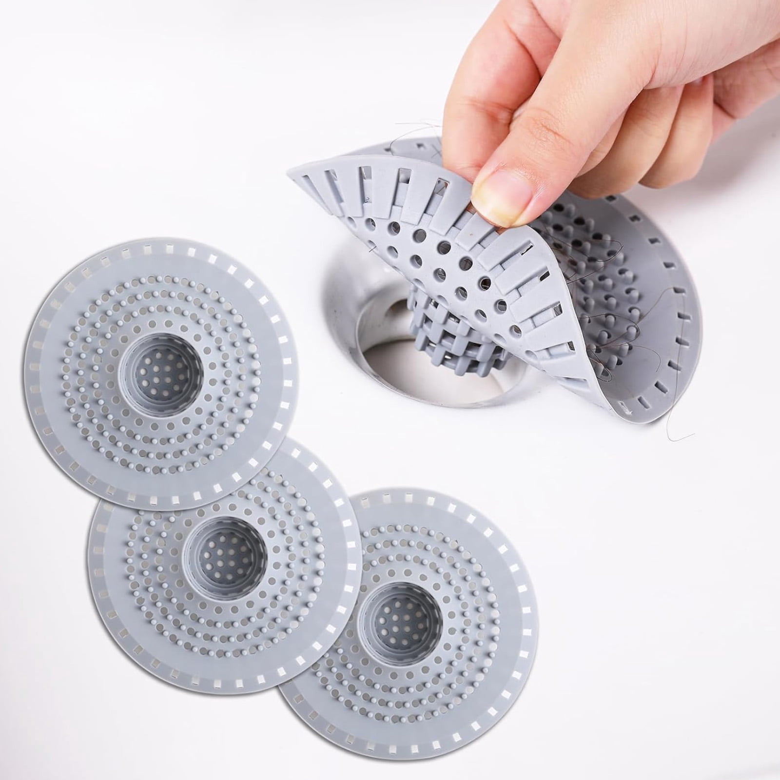 3PCS Tub Bathtub Drain Hair Catcher, Silicone Hair Catcher Drain ...