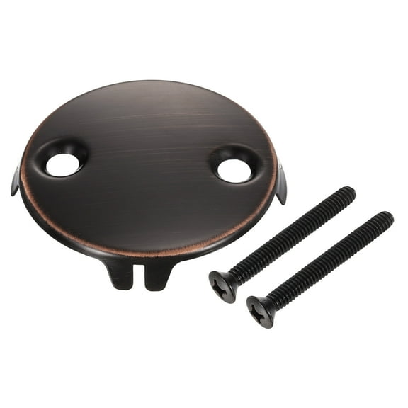 Bathtub Drain Overflow Plate, Universal Dual Hole Tub Drain Cover with Screw for Most Standard Bath Tub Drains Bathroom Household, Black