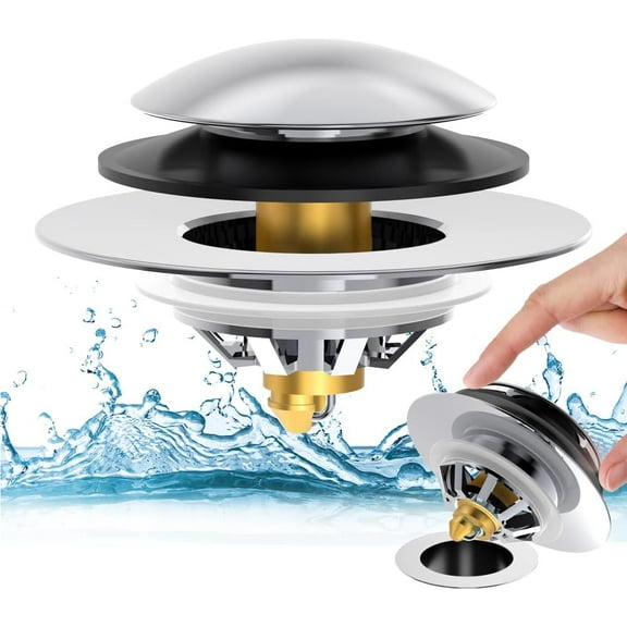 Bathtub Drain Stopper with Hair Catcher, Anti Clogging Bath Tub Drain Stoppers, Replaces Lift and Turn, Tip- and Trip Lever drains for Tub, Easy Install and Clean ( )