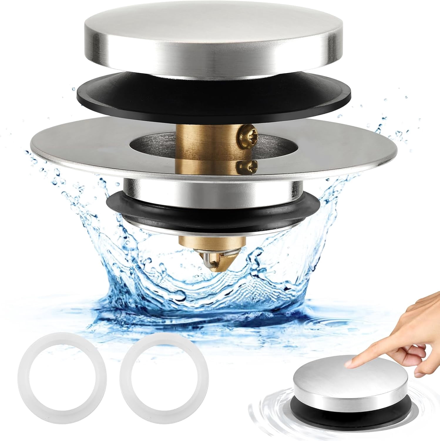 Bathtub Drain Stopper, Tub Stopper/Bathtub Plug for Tip Toe/Trip Lever ...
