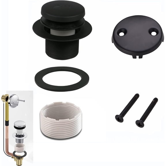 Bathtub Drain Trim Kit,Two Hole Overflow Plate With Two Matching Screws,Replacement Bath Drain Trim Kit And Universal Fine/Coarse Thread Easy