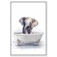 thumbnail image 1 of Bathtub Elephant Canvas Print Trendy Bathroom Art by Art Remedy, White Frame, 16 x 24, 1 of 7