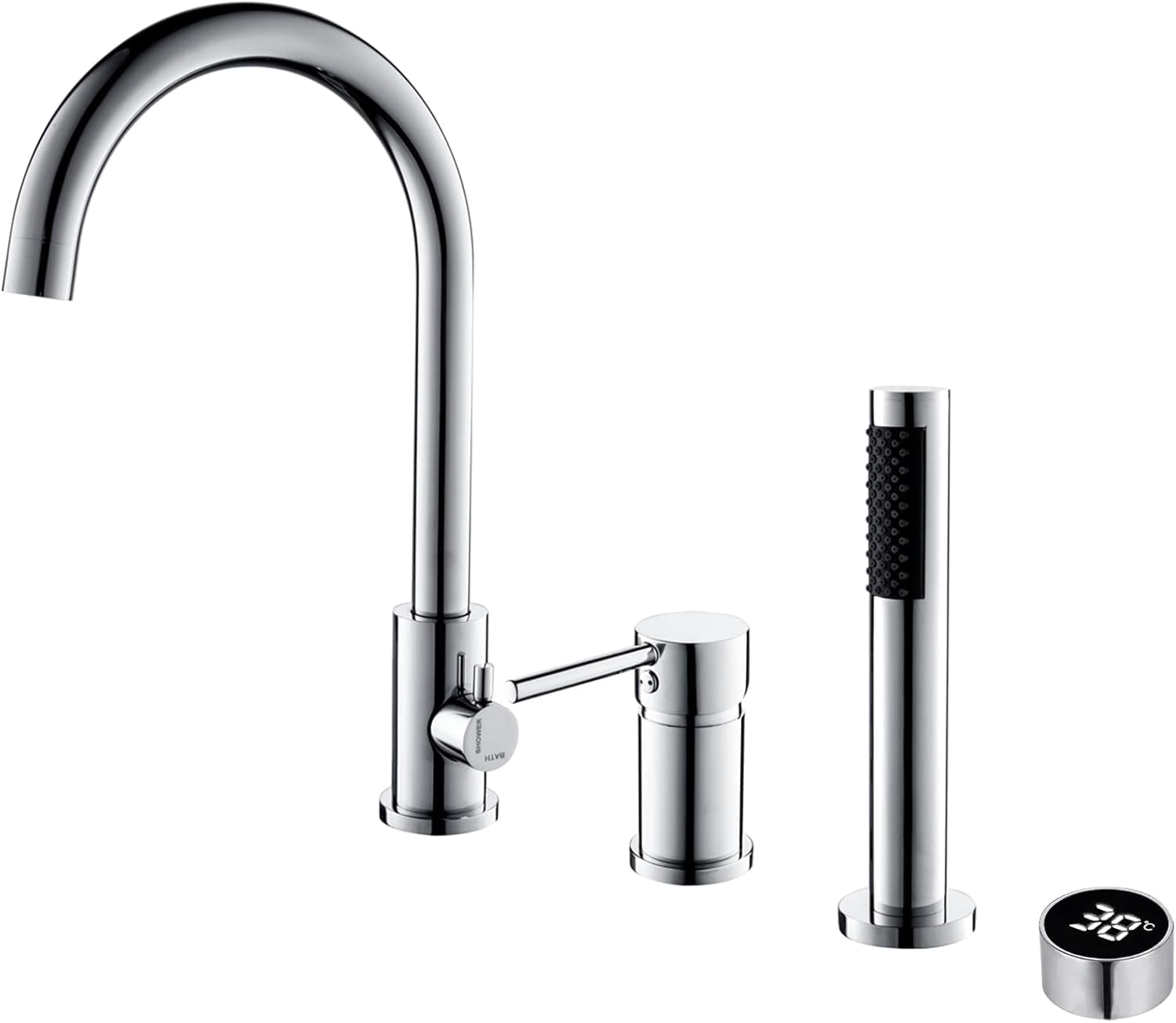 Bathtub Faucet 360° Rotation Tub Filler Faucet with Digital Display ...
