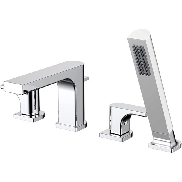 Bathtub Faucet, All Copper Hot and Cold Water Mixer Tap, 4Hole 3Hole