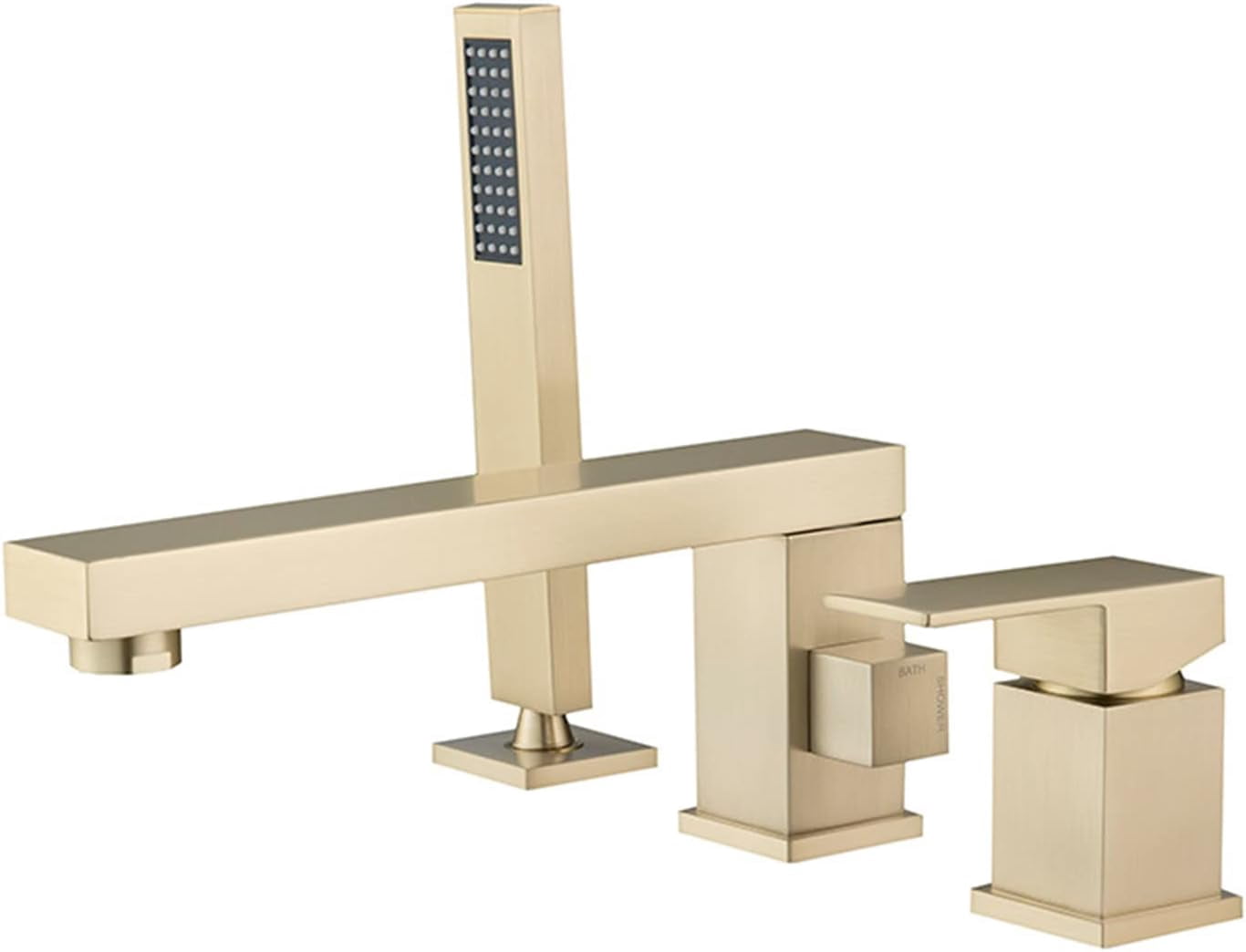 Bathtub Faucet, Deck Mounted Brass Shower Tub Faucet Hot and Cold Water Mixer Bath Faucet with Handheld Shower