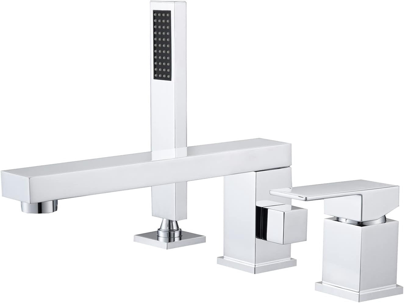 Bathtub Faucet, Deck Mounted Brass Shower Tub Faucet Hot and Cold Water Mixer Bath Faucet with Handheld Shower