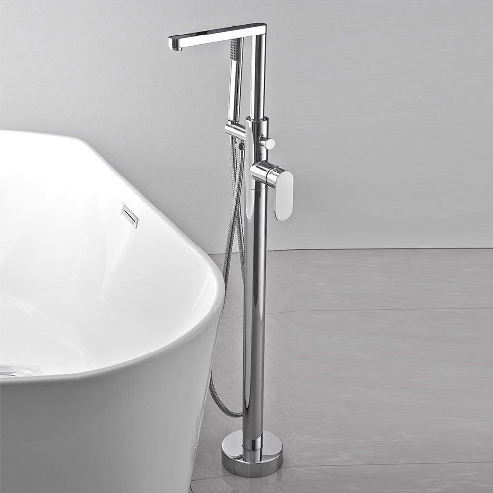 Chrome Freestanding Bathtub Faucet with Handheld Shower