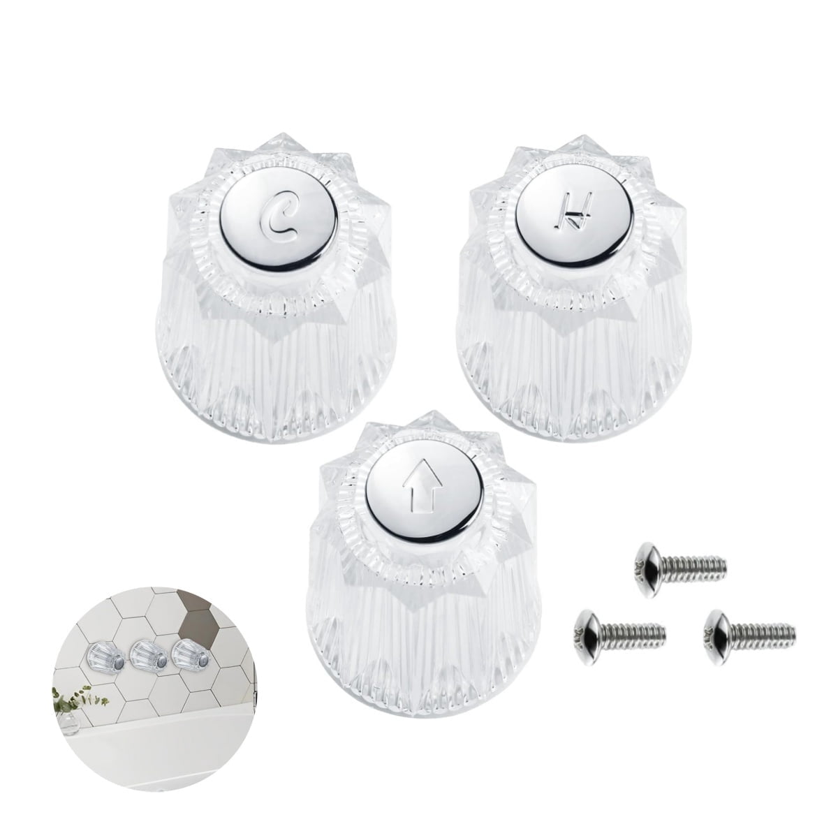 Bathtub Faucet Handles Knobs,3 Pieces Bathtub Knobs Replacement Compatible with Pfister,HXRH Bathtub Shower Faucet Handle Remodel Trim Kit Include Hot Cold