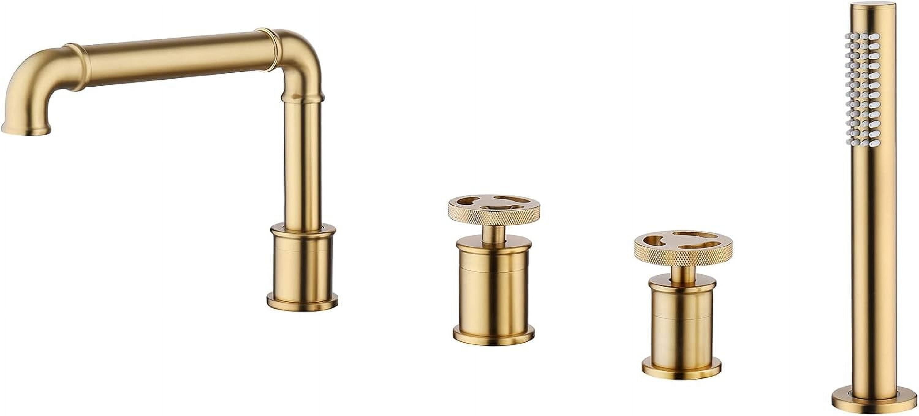 Bathtub Faucet Industrial Style Tub Filler Faucet Deck Mounted 4 Holes ...