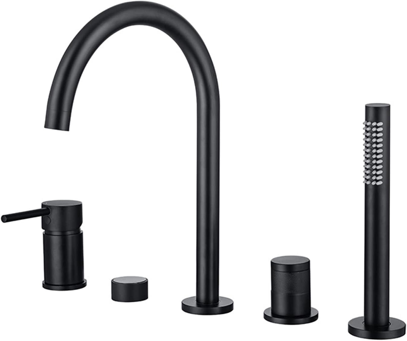 Bathtub Faucet with Temperature Display, Widespread Deck Mounted Solid Brass Bathroom Tub Shower Faucet 4 Holes, Hot and Cold Water Mixer Tap with Handshower