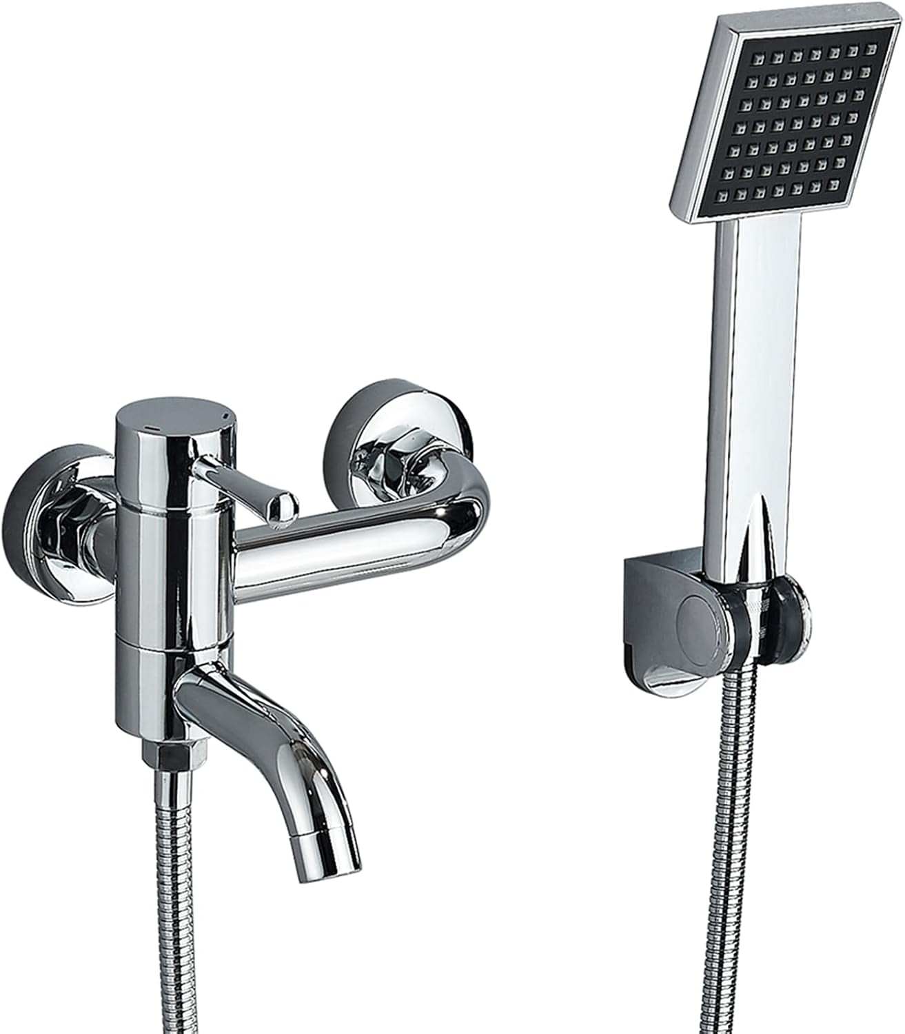 Bathtub Faucet/Tub Faucets, Swivel Spout Bathtub Mixer Tap, Chrome Single Handle Plastic Hand Shower Bath Shower Set Brass Mixer Valve