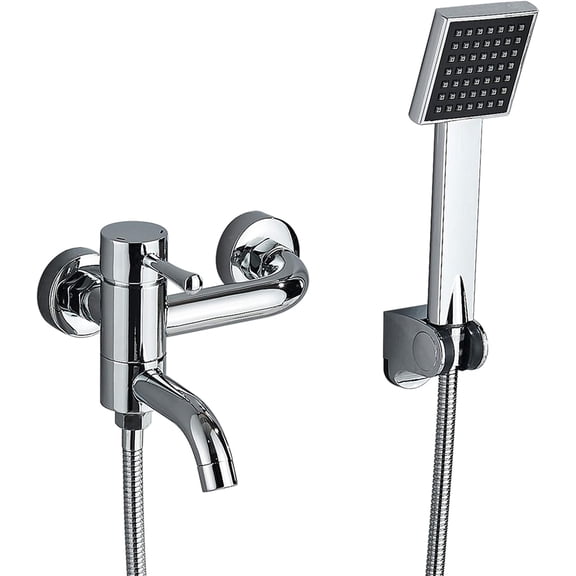 Bathtub Faucet/Tub Faucets, Swivel Spout Bathtub Mixer Tap, Chrome Single Handle Plastic Hand Shower Bath Shower Set Brass Mixer Valve