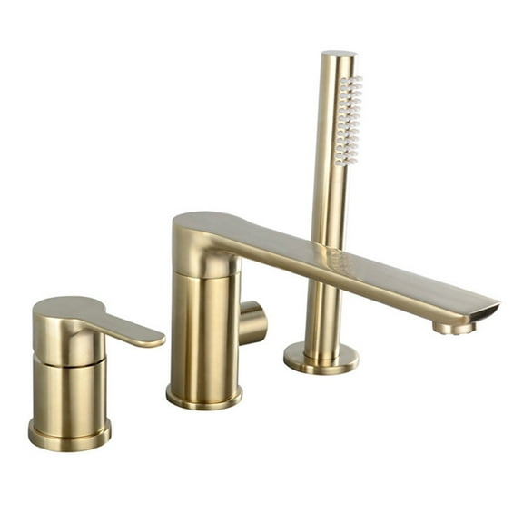 Bathtub Faucet Widespread Tub Sink Mixer Tap Brushed Gold/black Brass Bathroom Bath Shower Faucet with Hand shower Head ,360° Swivel Spout