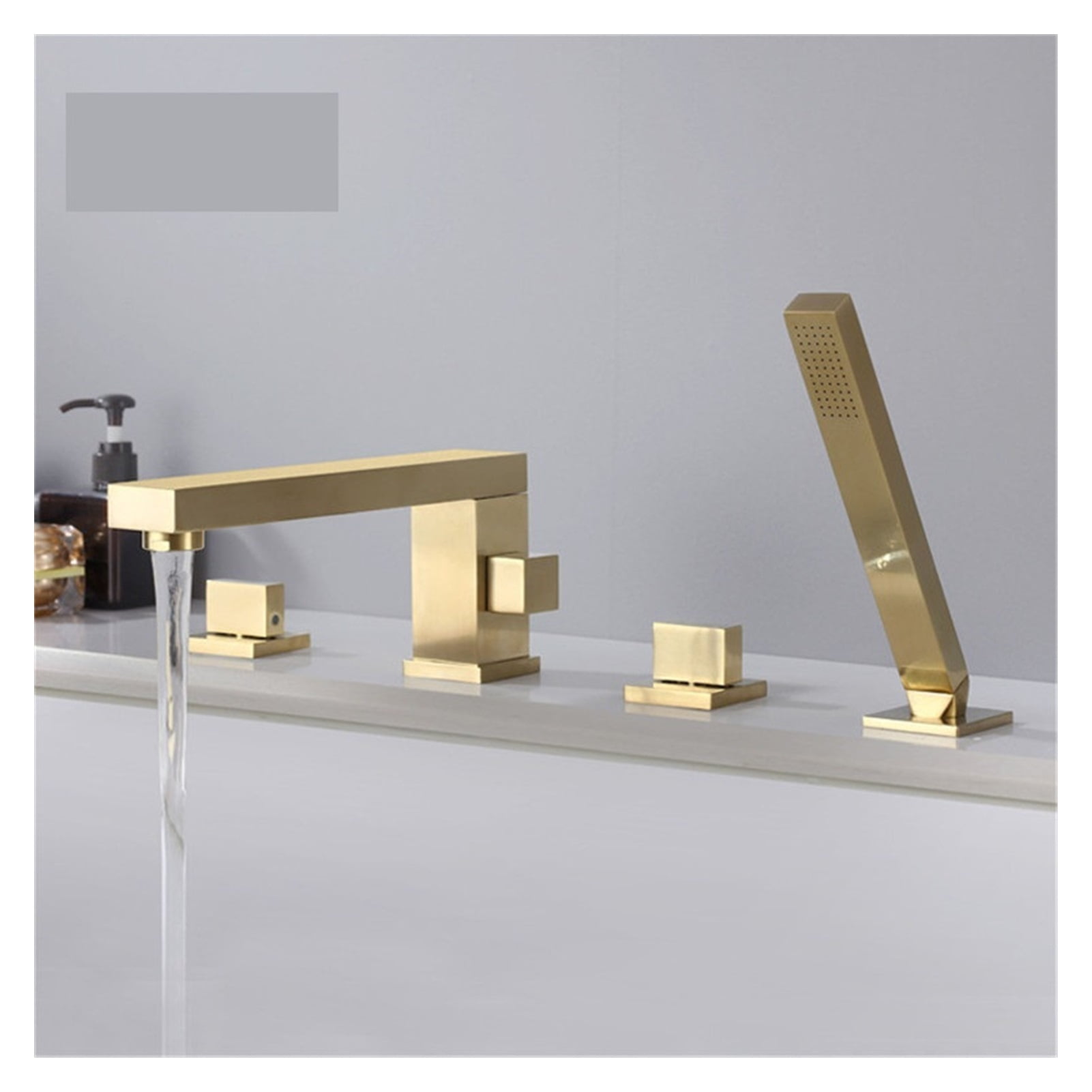 Bathtub Faucet Widespread Tub Sink Mixer Tap Brushed Gold/black Brass Bathroom Bath Shower Faucet with Hand shower Head ,Easy to Use