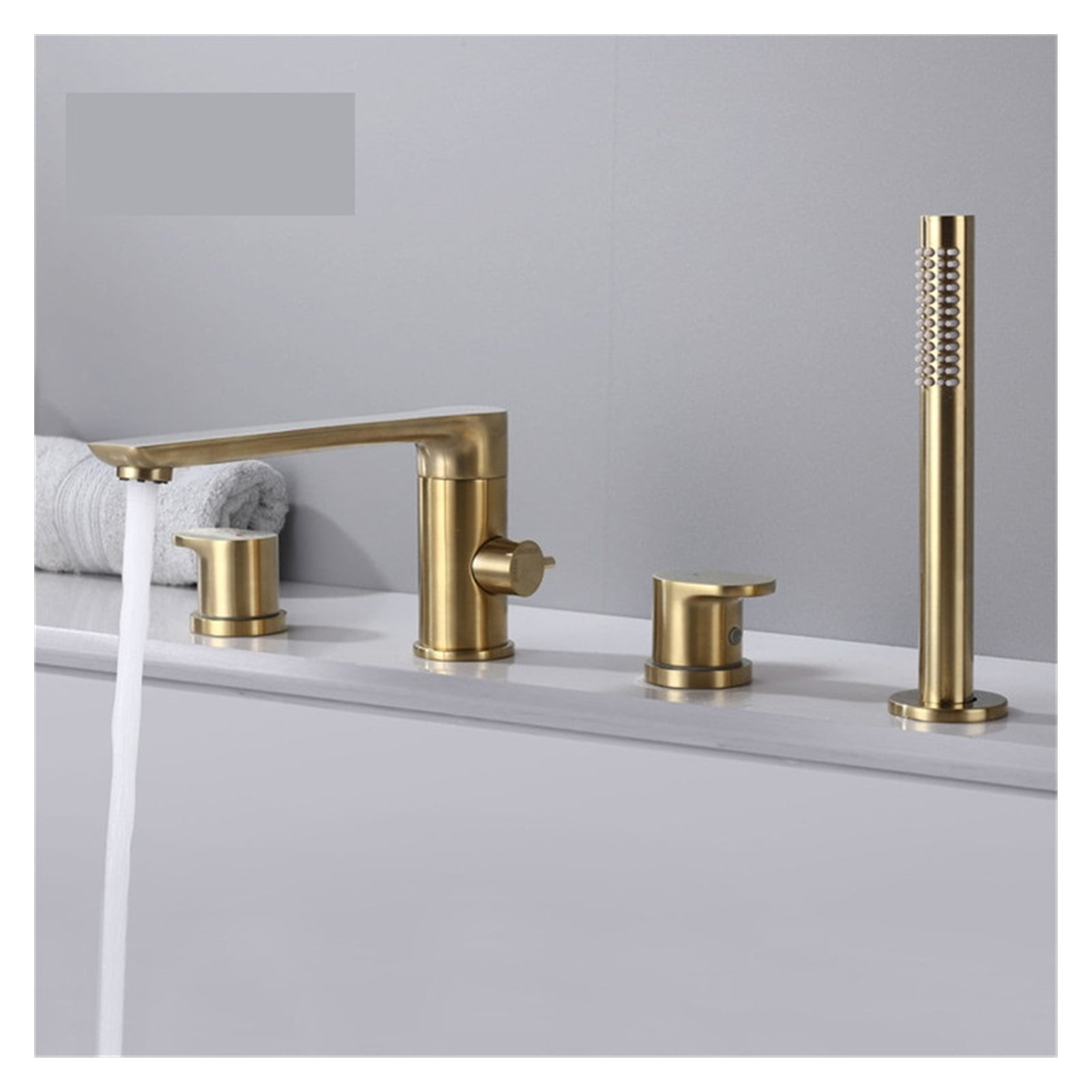 Bathtub Faucet Widespread Tub Sink Mixer Tap Brushed Gold/black Brass Bathroom Bath Shower Faucet with Hand shower Head ,Easy to Use