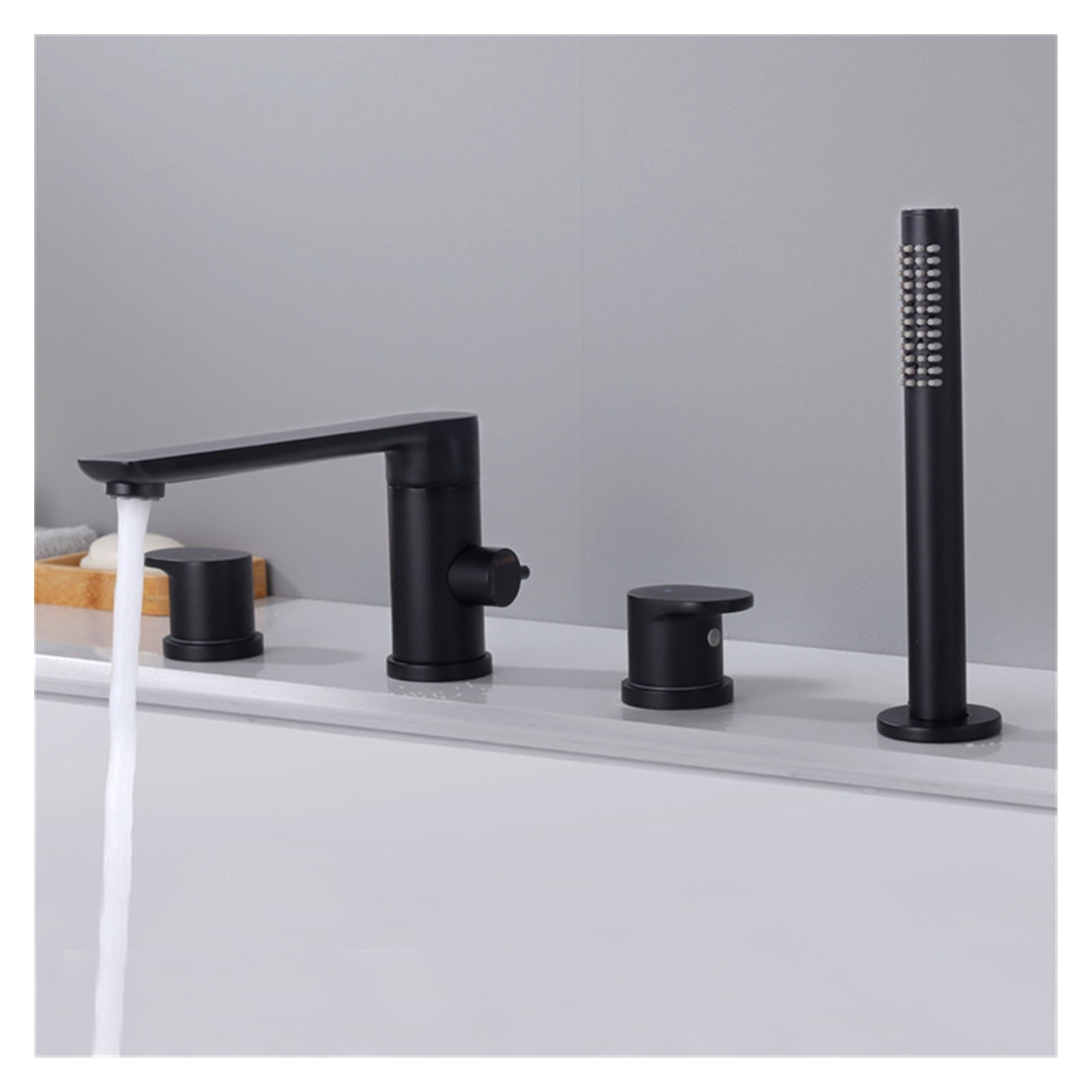 Bathtub Faucet Widespread Tub Sink Mixer Tap Brushed Gold/black Brass Bathroom Bath Shower Faucet with Hand shower Head