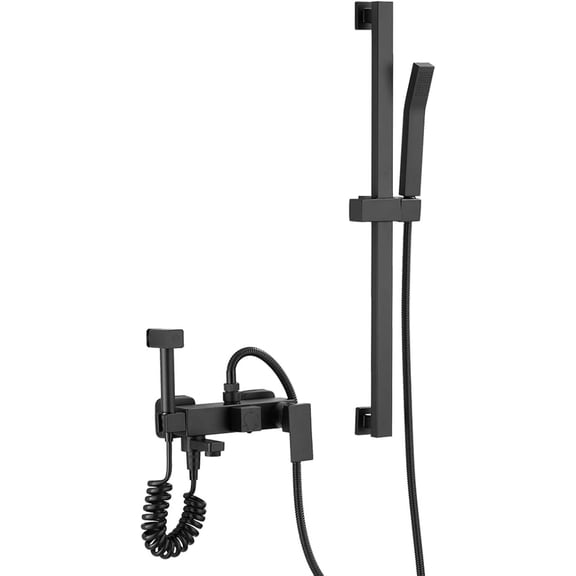 Bathtub Faucet with Handheld Shower Black Brass Bath Shower Mixer Cold and Hot Water Spray Gun Multifunctional Bathroom Shower Faucet