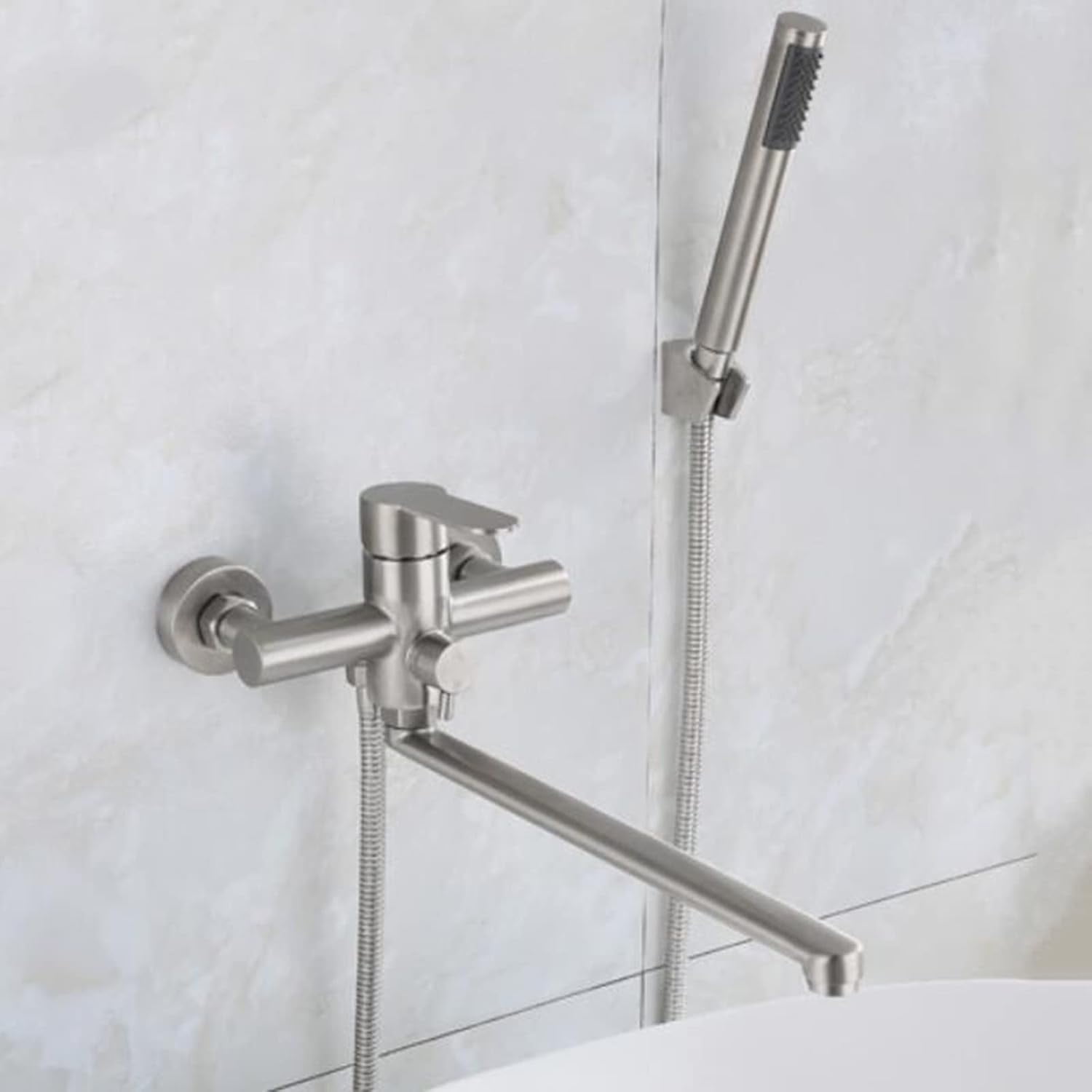 Bathtub Faucet with Handheld Shower Stainless Steel Brushed Bathroom Multi-Function Faucet Bathtub Shower Faucet -B