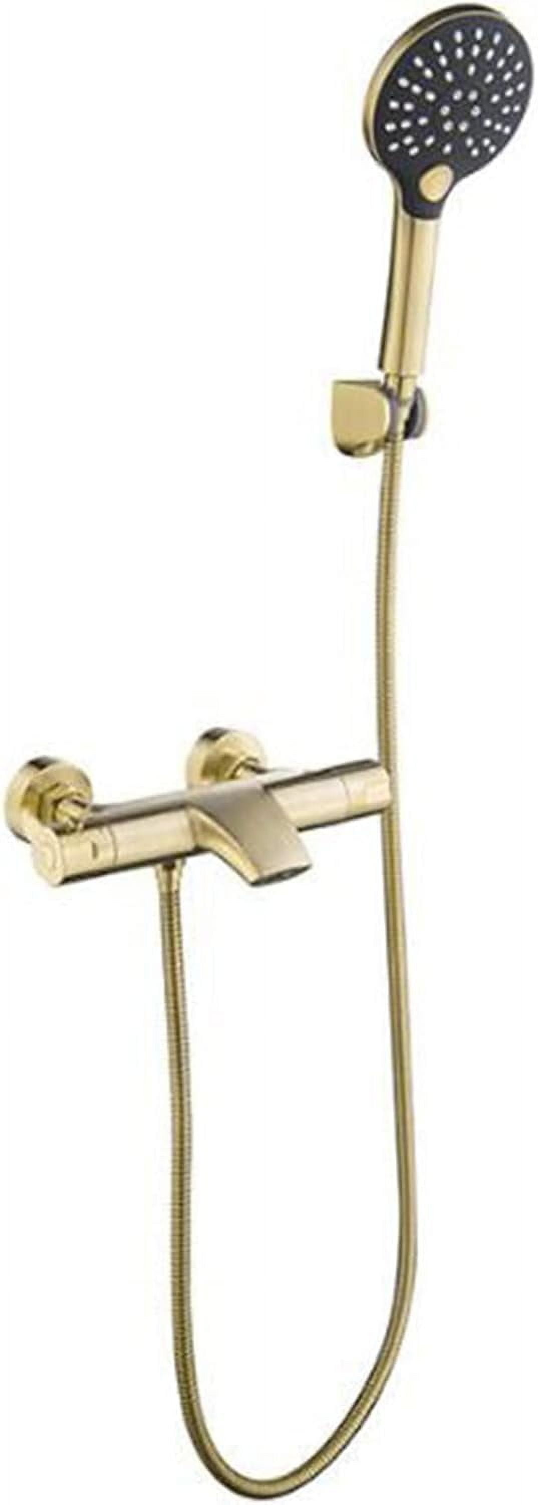 Bathtub Faucet with Handheld Shower Wall Mounted Brass Thermostat Shower Bathtub Faucet Brushed Gold