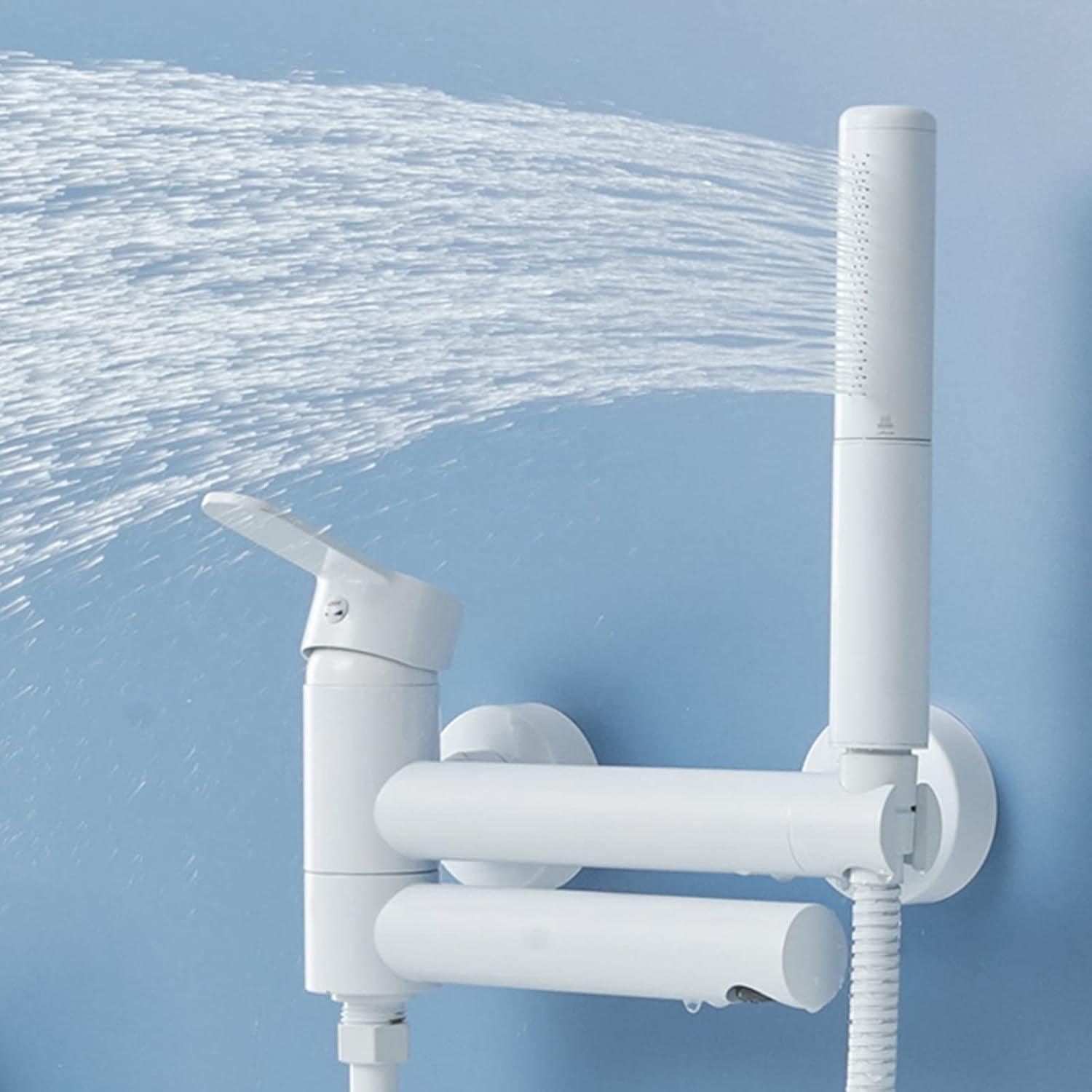 Bathtub Faucet with Handheld Shower White Cold and Hot Water Brass Bathtub Shower Faucet Bathroom Faucet