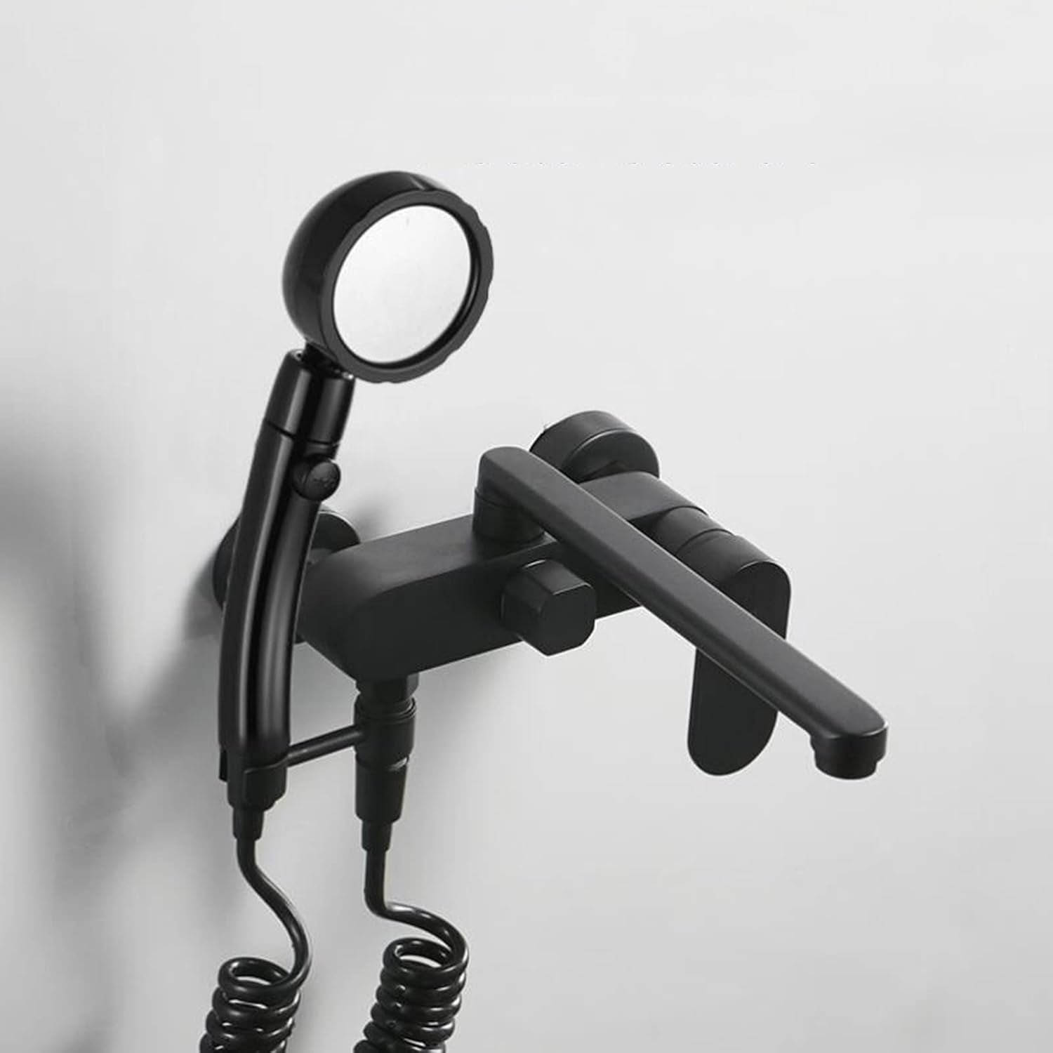Bathtub Faucet with Shower Black Brass Hot and Cold Water Bathroom Shower Faucet Black-A