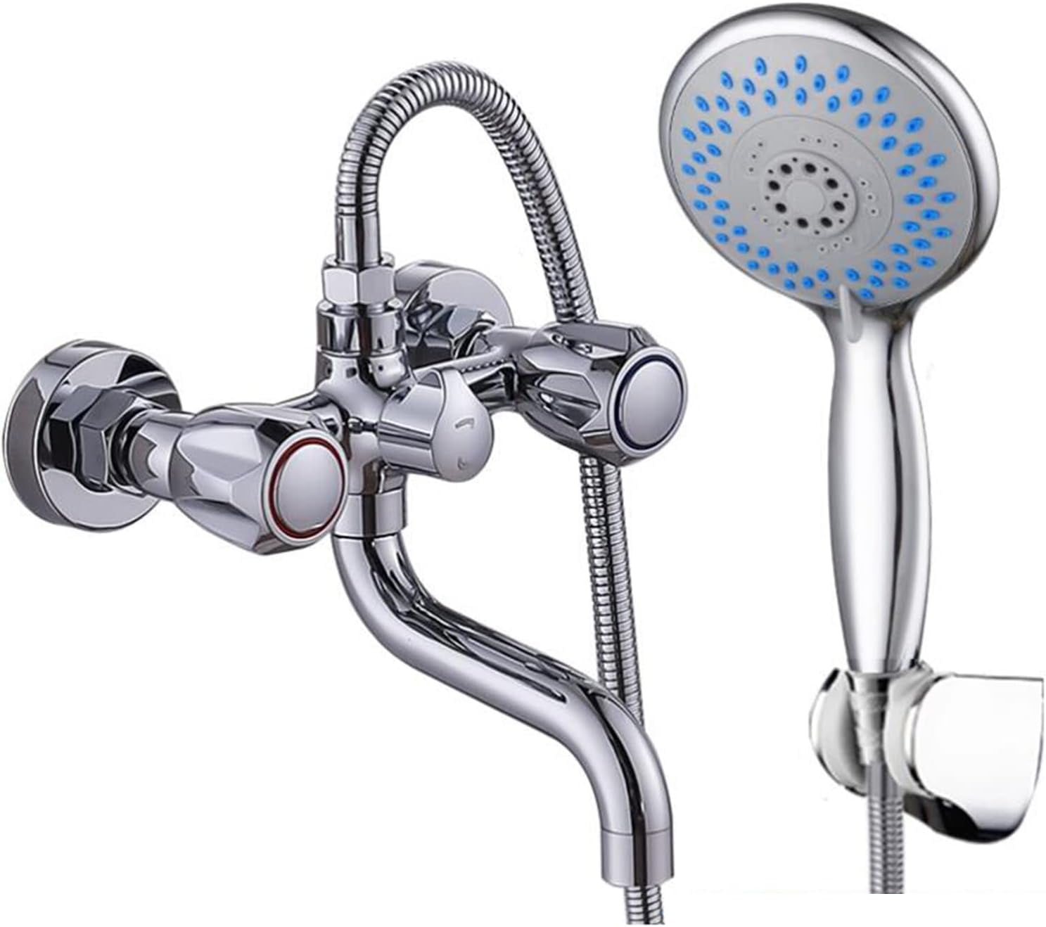Bathtub Faucet with Shower Chrome Bathroom Faucet Hot and Cold Water Brass Shower Faucet-F