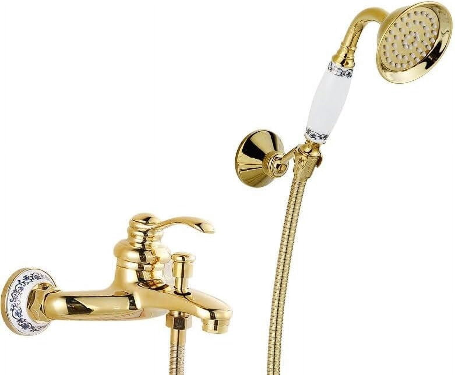Bathtub Faucets Luxury Crystal Gold Bathroom Faucet Mixer Tap Wall Mounted Hand Held Telephone Type Shower Faucet Sets