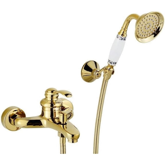 Bathtub Faucets Luxury Crystal Gold Bathroom Faucet Mixer Tap Wall Mounted Hand Held Telephone Type Shower Faucet Sets