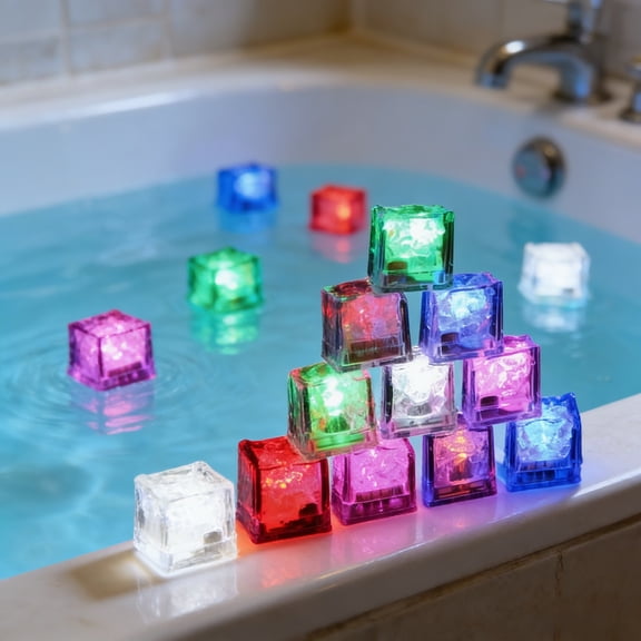 Bathtub Light Up Cubes LED Light Up Ice Cubess For Bath Colorful Slow Flashing Ice Cubes Sensory Bathroom Products