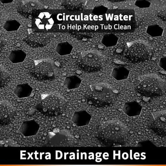 Bathtub Mat Non Slip, 27.5"x15.5" Machine Washable Shower Floor Mat, Soft on Feet, Bathmat with Drain Holes and Suction Cups, Bathroom Essentials, Black