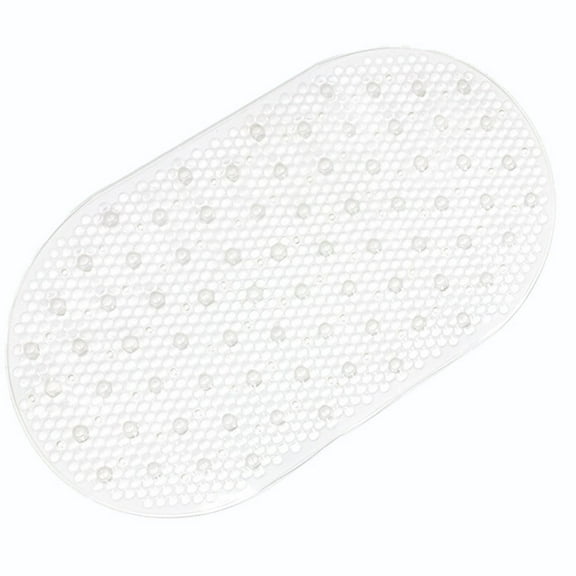 Bathtub Mat Non Slip, 27x15 Inch Bubble Bath Tub Mat for Bathroom, Machine Washable Shower Mat with Suction Cups and Drain Holes, Clear White