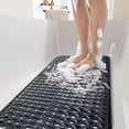 thumbnail image 1 of Bath Mats for Tubs Slip Resistant Bathtub Mat with Suction Cups for Shower Mat 16 x 35 Extra Long Rubber Bathroom Mat for Tub, Drain Holes, Machine Washable,Black, 1 of 8