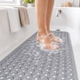 thumbnail image 1 of Bathtub Mat Non Slip Bath Mat for Tub Shower Mat Dinosam Bath Tub Mat 16 x 35 Extra Long Rubber Bath Mat, Suction Cups, Drain Holes, Machine Washable Bathroom Mat,Gray, 1 of 8