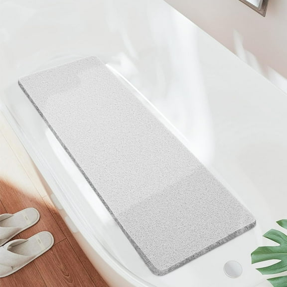 Bathtub Mat Non Slip, Bath Mat for Tub, Shower Mats for Inside Shower, 47x16 Inch, PVC Loofah Bathroom Mats for Wet Areas, Quick Drying, Grey