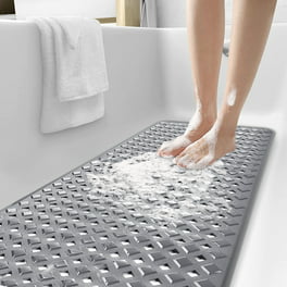 Extra Long Shower Mats Non Slip, 17.1×59 Inch, Bath Mat for Shower, Loofah  Mats for Shower and Bathroom, Quick Drying, Grey