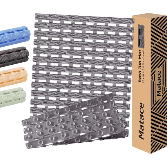 Bathtub Mat Non Slip - for Inside Bath Tub & Shower, Small 27x16 Inch, 180 Strong Suction Cups, Soft Textured Surface, Fast Drain & Quick Dry, Bathroom Safety Mat, Dark Gray,