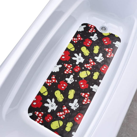Bathtub Mat Non Slip - Large Shower Mat Non Slip for Bathroom - Baby Bath Mat Toddler Kawaii Bath Mat, 40x16in Extra Long Bath Mat for Tub with Suction Cups & Drain Holes, Cartoon Pattern