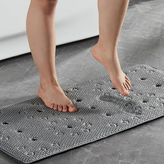 Bathtub Mat Non Slip: Soft Safety Foam Bath Mat for Tub Suitable for Families Extra Large 17 X 36Inch with Drain Holes and Suction Cups Massage Tub & Shower Mat for Bathroom (Dark Grey)
