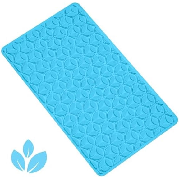 Bathtub Mat Non Slip with Suction Cups - 100% Rubber Bathroom Mat Textured for Bath Tub Shower Safety - Soft on Touch - BPA/PVC Free - Pet Dog Bath Mat - Machine Washable - 16 × 28 Inch(R Blue)