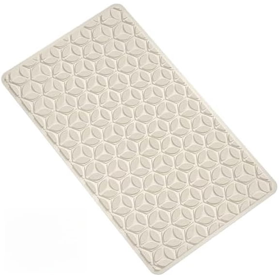 Bathtub Mat Non Slip with Suction Cups - 100% Rubber Bathroom Mat Textured for Bath Tub Shower Safety - Soft on Touch - BPA/PVC Free - Pet Dog Bath Mat - Machine Washable - 16 × 28 Inch（Beige）